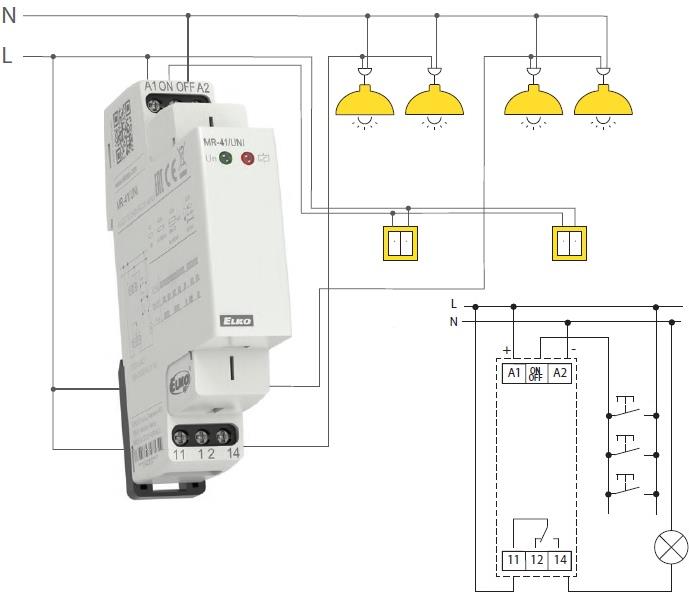 Импулсно реле, безшумно, 1c/o 16A, 12...240Vac/dc, 1DIN, Elko EP, ELKO EP, MR-41/UNI