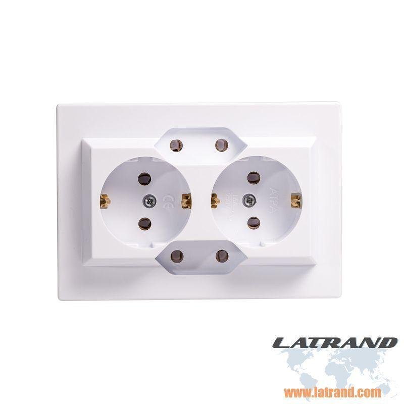 ATRA - Контакт четворен Каре 3 Бял за скрит монтаж 5403 16A 250V, АТРА