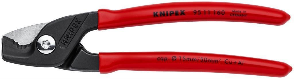 Ножици за рязане на кабел до 50мм2 StepCut, червена ръкохватка 160мм, Knipex - K9511160