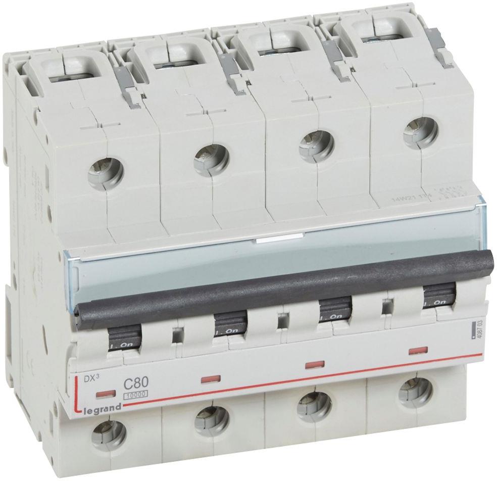 Автоматичен прекъсвач DX3 4P 80A крива C 10kA Legrand, LEGRAND НИСКО НАПРЕЖЕНИЕ, 408703