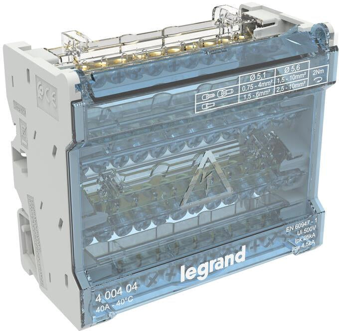 Разпределителен клемен блок 40A 4P 6 модула Legrand, LEGRAND НИСКО НАПРЕЖЕНИЕ, 400404