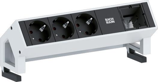 Модул DESK 2 с 3х Шуко и 1х празен модул, цвят Инокс, Bachmann, BACHMANN, B902.400