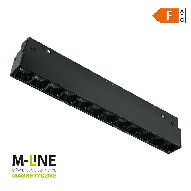 Линейна магнитна лампа за релсова система M-LINE, черна, 12 W, 960 lm, 4000 K, DPM, MTL-SPL-12W-B