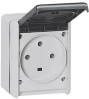 Контакт френски стандарт открит монтаж 3P+E 32A IP44 цвят Сив Plexo Legrand, LEGRAND, 55875
