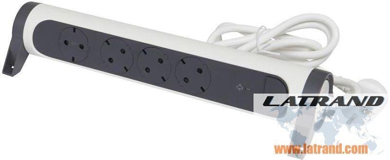 Разклонител  4x2P+E с кабел 1.5 метра с гръмозащита Premium NEW Legrand 694507 БЯЛ