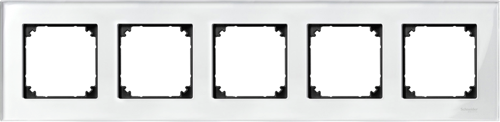 Рамка 5х цвят Блестящо бяло, стъкло System M  Merten SE /до изчерпване/, SCHNEIDER ELECTRIC, MTN404519