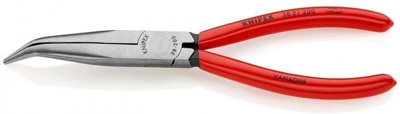 Клещи с извит дълъг остър връх, червена ръкохватка 200мм, Knipex - K3821200