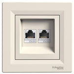 Розетка 2xRJ45 UTP cat.6 моноблок цвят Крем Asfora SE, SCHNEIDER ELECTRIC, EPH4800123