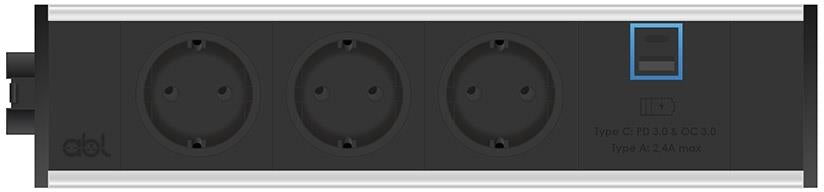 Модул Link 4M с 3х Шуко и USB тип A+C Power Delivery 65W, цвят Черен, ABL, ABL Сърбия, 2M20F3H3