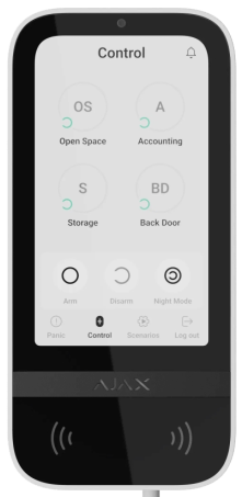 Безжична клавиатура с IPS сензорен дисплей и RFID, бял, KeyPad TouchScreen Ajax, AJAX, 58455.148.WH1