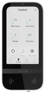 Безжична клавиатура с IPS сензорен дисплей и RFID, бял, KeyPad TouchScreen Ajax, AJAX, 58455.148.WH1