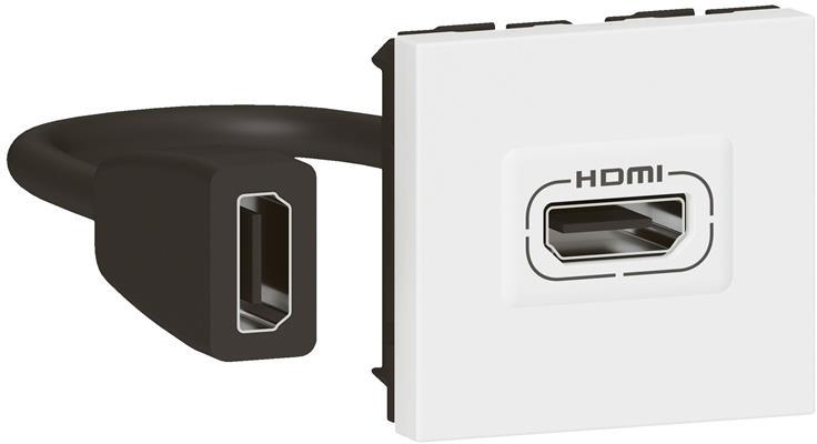 Розетка HDMI 2 мод. с кабел 15см. цвят бял  Mosaic Legrand, LEGRAND, 78979L