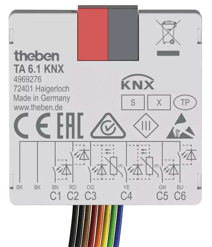 Модул входове TA6.1S 6х канала 40х40mm KNX Theben, 4969276