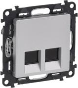 Розетка 2xRJ45 cat.5e UTP цвят алуминий Valena Life Legrand, LEGRAND, 753341