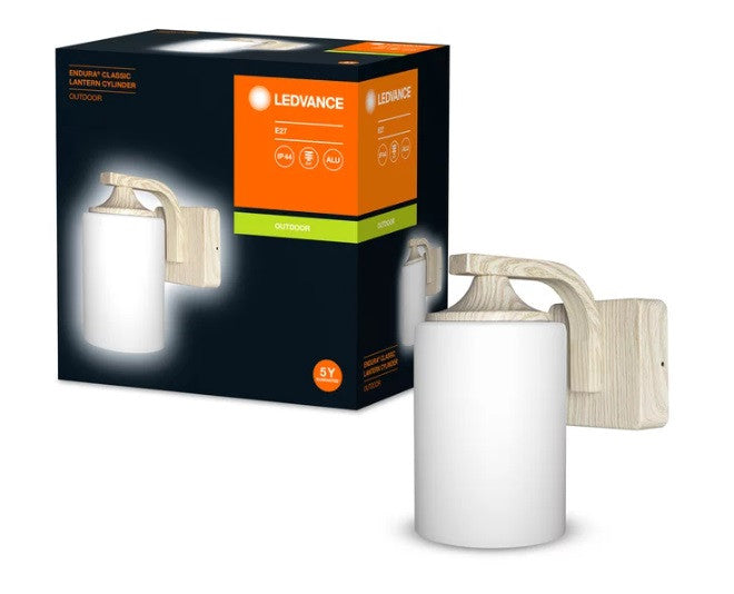 ЛАМПА ЗА ОТКРИТ МОНТАЖ CLASSIC LANTERN CYLINDER E27 WD ENDURA LEDVANCE - СВЕТЛО ДЪРВО