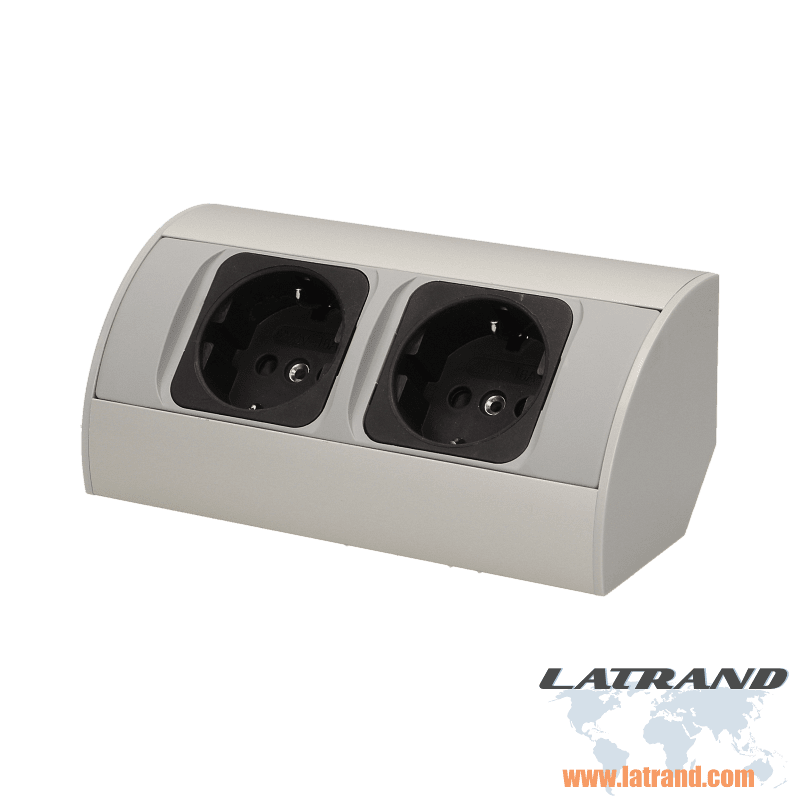 Orno AE-1303/G(GS) Ъглов контакт с 2 отделения шуко, идеален за кухня, офис и работен плот, 45° повърхностен монтаж, 3680W 16A - OR-AE-1303/G(GS)