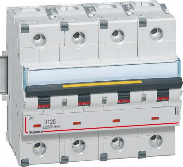 Автоматичен прекъсвач DX3 4P 125A крива D 10kA 6 мод. Legrand, LEGRAND НИСКО НАПРЕЖЕНИЕ, 409542