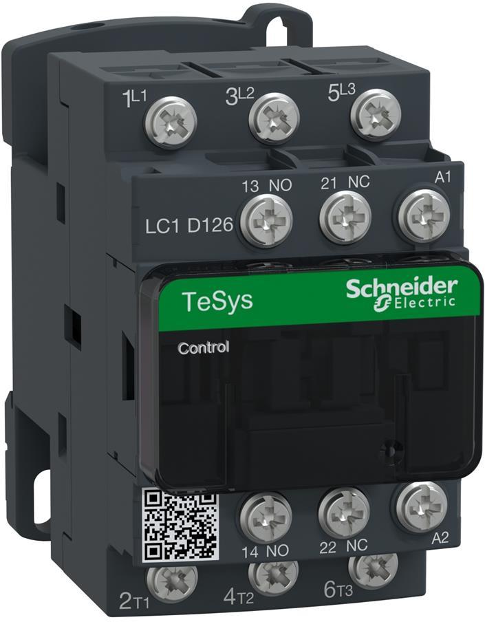 Контактор TeSys D 3P 5.5kW (12A AC-3) 1NO-1NC шини 220V 50/60Hz SE, SCHNEIDER ELECTRIC НИСКО НАПРЕЖЕНИЕ, LC1D126M7