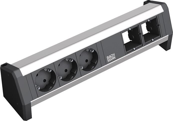 Модул DESK 1 с 3х Шуко и 2х празни модула, цвят Черен, Bachmann, BACHMANN, B902.001