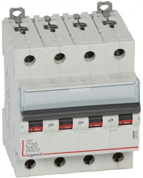 Автоматичен прекъсвач DX3 4P 20A крива С 6kA Legrand, LEGRAND НИСКО НАПРЕЖЕНИЕ, 407929