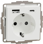 Механизъм контакт шуко 16A + USB A+C 3A 15W с лицев панел цвят Активно бял System M  Merten SE /до изчерпване/, SCHNEIDER ELECTRIC, MTN2367-0325