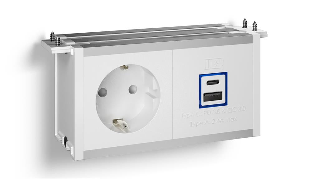 Модул Fusion 2M с 1х Шуко и USB тип A+C, цвят Бял, ABL, ABL Сърбия, 2M81F1A3