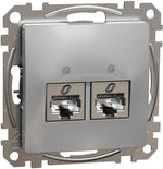 Розетка 2xRJ45 STP cat.6A S-One цвят Алуминий Sedna SE, SCHNEIDER ELECTRIC, SDD113467S