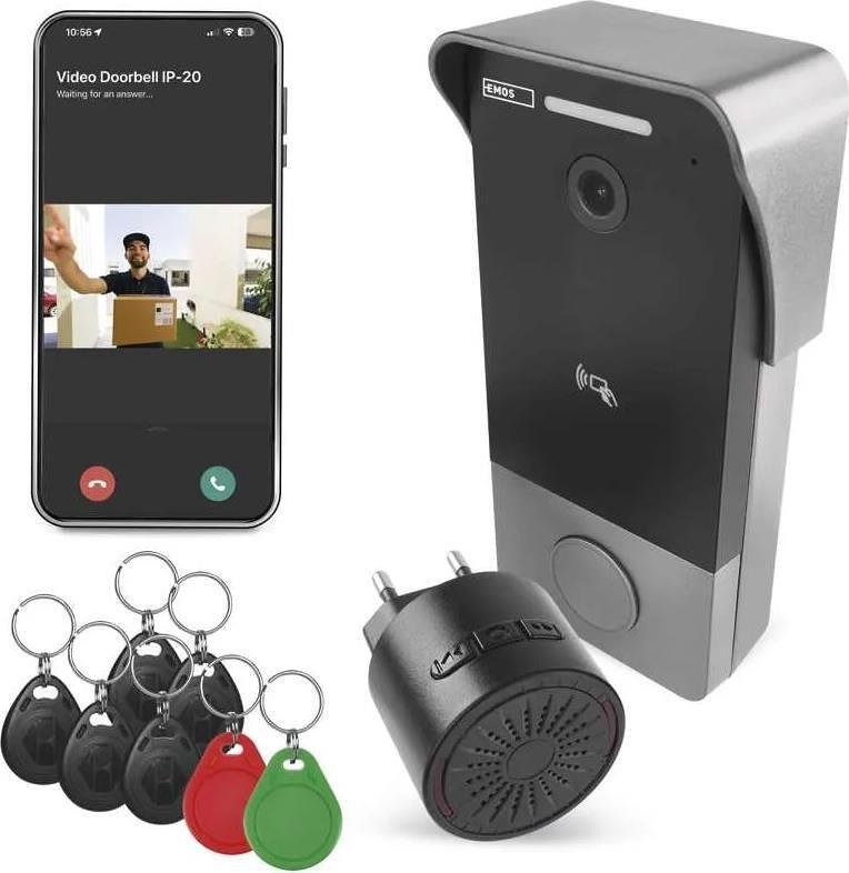 Видео бутон с RFID и звънец 12Vdc IP-20PoE Wi-Fi GoSmart EMOS