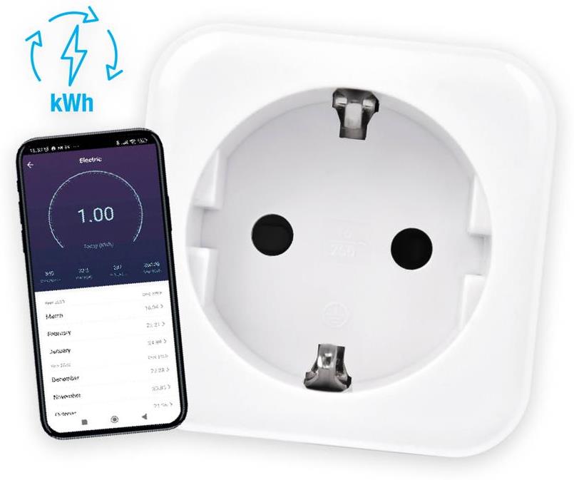 Адаптер Smart за контакт 1х Шуко 16A с мерител Wi-Fi Commel IoT, COMMEL, C265-307