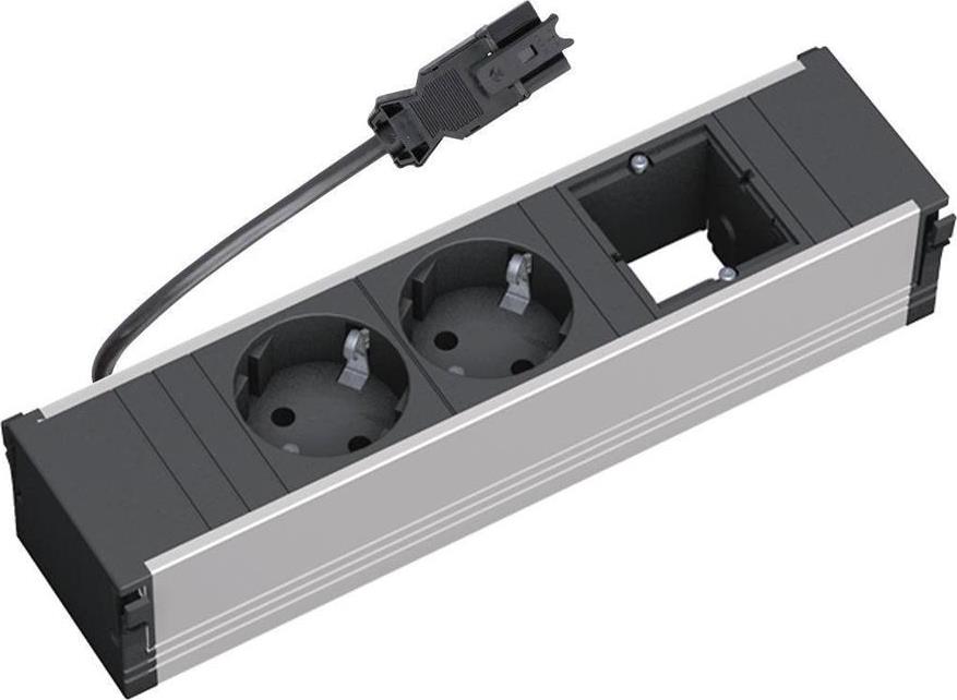 Модул за CONI 3M с 2х Шуко и 1х празен модул, цвят Черен, Bachmann, BACHMANN, B912.003