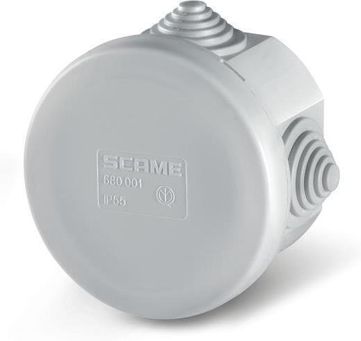 Кутия ф65х40мм IP55, UV, 4 кабелни мембрани за PG16, затваряне на клик, new, серия Cubox Scame-680.001
