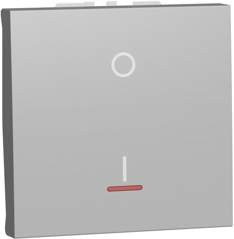 Двуполюсен ключ 16А с индикатор 2 мод. цвят Алуминий Unica SE, SCHNEIDER ELECTRIC, NU326230S