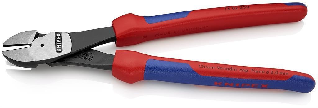 Клещи диагонални резачки усилени, синьо-червена ръкохватка 250мм, Knipex - K7402250