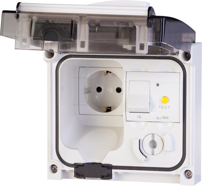 Контакт шуко 16A с ДТЗ, IP56, серия Omnia Plus, Scame, SCAME, 409.3407