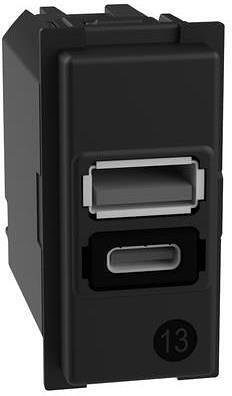 Розетка 2xUSB за зареждане тип A+C 3A 15W 1 мод. Living Now Bticino - K4191AC