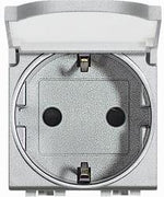 Контакт ШУКО с капаче 2P+E 2 мод. 16A цвят Алуминий LL Bticino, BTICINO, NT4141PW