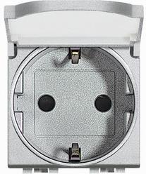 Контакт ШУКО с капаче 2P+E 2 мод. 16A цвят Алуминий LL Bticino, BTICINO, NT4141PW