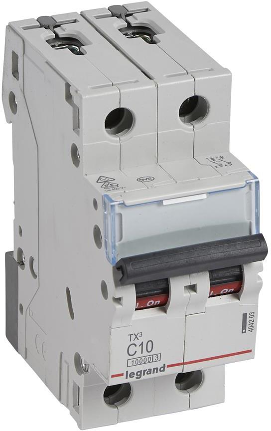 Автоматичен прекъсвач TX3 2P 10A крива С 10kA Legrand, LEGRAND НИСКО НАПРЕЖЕНИЕ, 404203