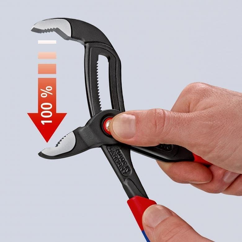 Клещи раздвижени Cobra QuickSet, червена ръкохватка 250мм, Knipex - K8721250