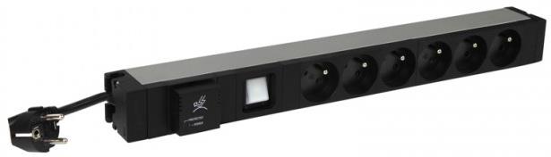 Разклонител PDU 19" 1U 6x ФРЕНСКИ стандарт, с ключ и сменяем SPD арестор, кабел 3м и щепсел универсален 16A, Legrand, LEGRAND, 646835