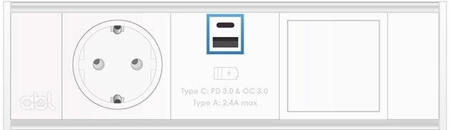 Модул Fusion 3M с 1х Шуко, USB тип A+C и 1х празен модул, цвят Бял, ABL, ABL Сърбия, 2M81F1A4