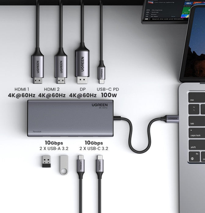 МУЛТИФУНКЦИОНАЛЕН АДАПТЕР 8in1 HDMI/DP/100WPD CM639 UGREEN