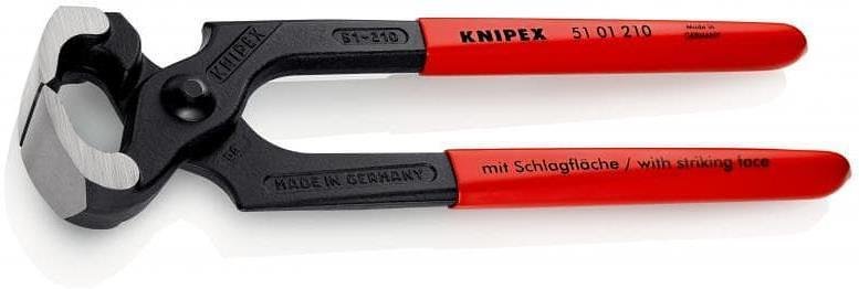 Клещи дърводелски усилени, червена ръкохватка 210мм, Knipex - K5101210