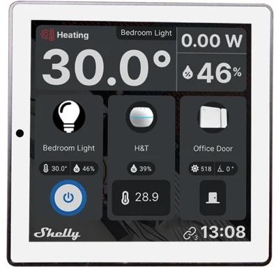 Пулт за управление със Smart реле 1х On/Off 5A изисква неутрала бял Shelly Wall Display - 264898, SHELLY, Shelly Wall Display W +