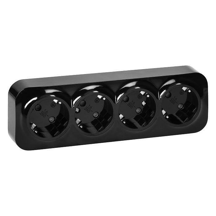 Четворен  контакт за външен монтаж от ORNO, серия ToDo,2P+E , 230V, 16A-OR-OE-7210(GS)/B