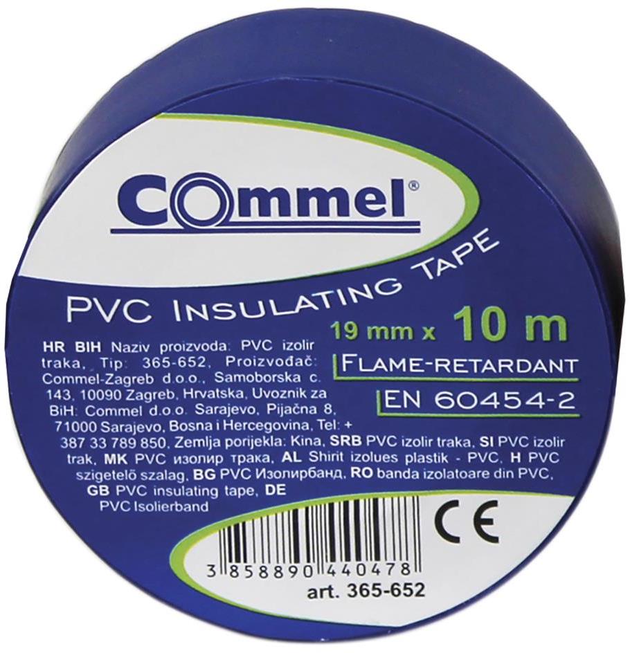 Изолационна лента цвят СИН 0.13мм х 19мм, дължина 10м Commel, COMMEL, C365-652