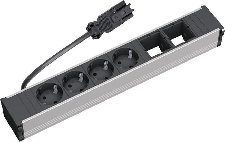 Модул за CONI 6M с 4х Шуко и 2х празни модула, цвят Черен, Bachmann, BACHMANN, B912.007