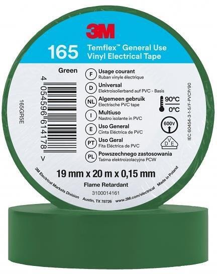 Изолационна лента цвят ЗЕЛЕН Temflex 165 0.15мм х 19мм, дължина 20м 3M - 3M740202011