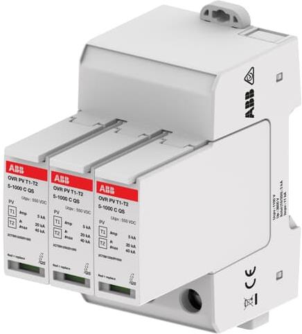 Катоден отводител тип 1+2 PV OVR-DC 40kA 1000V= 2P с индикация ABB, 2CTB812050R1000