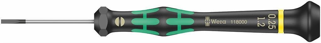 Отвертка шлиц 0.25x1.2x40, зелено-черна ръкохватка, 2035 Kraftform Micro Wera - W118000